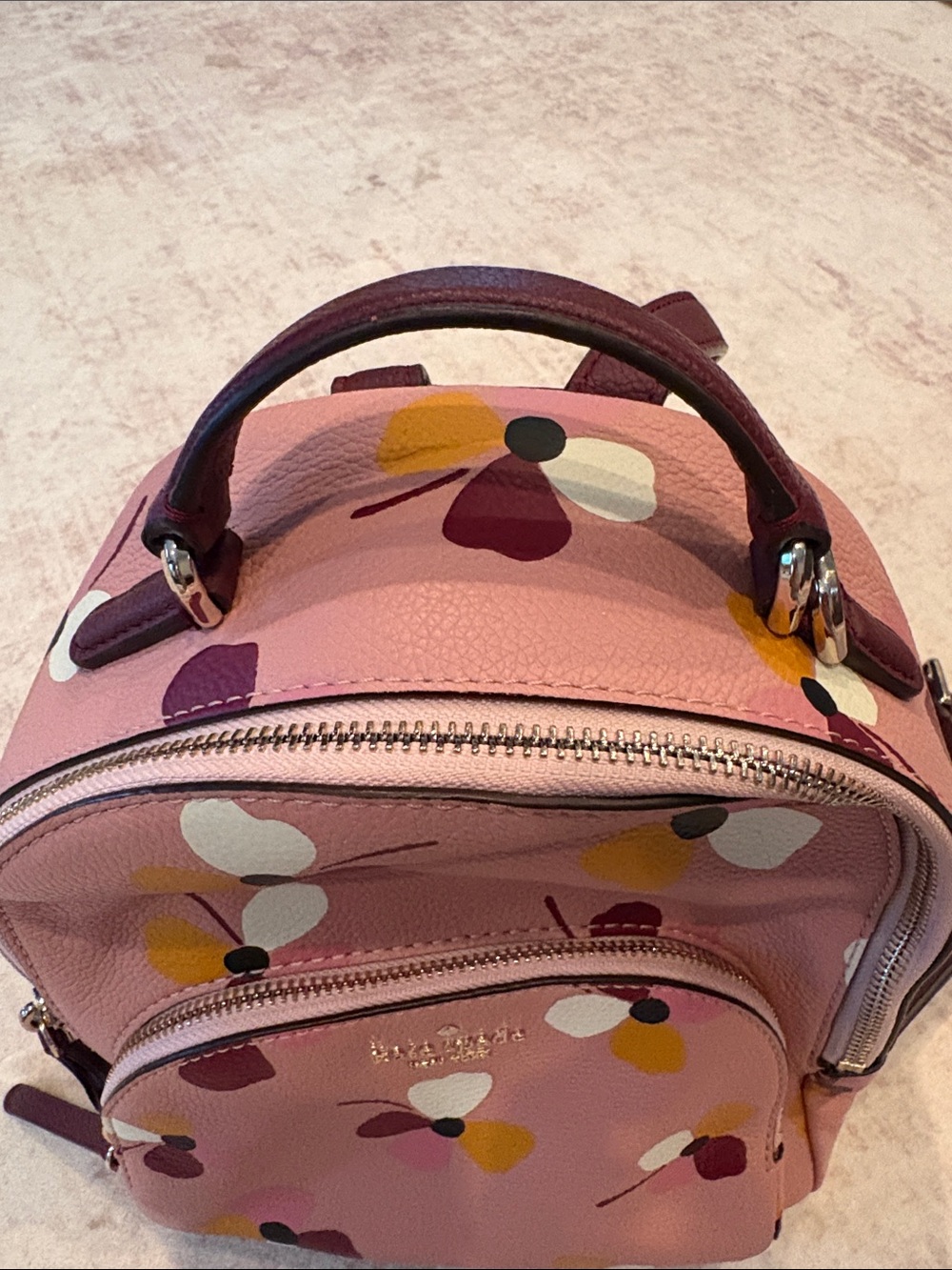 kate spade Pink Floral Mini Backpack with Multicolor Blooms - Picture 4 of 6